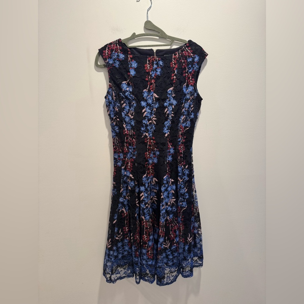 Roz & Ali Black Floral Lace Sleeveless Dress